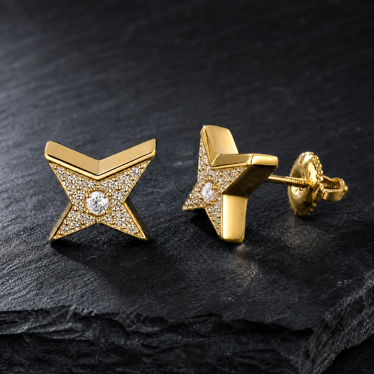 CANCRI Starfall four-point star stud earrings in 925 sterling silver
