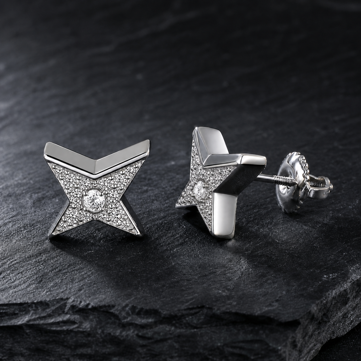 CANCRI Starfall four-point star stud earrings in 925 sterling silver
